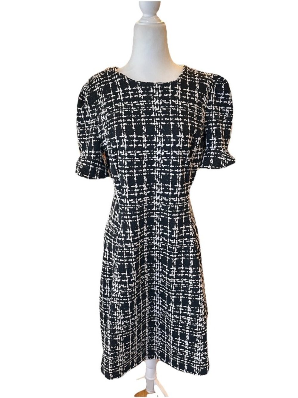 DKNY Tweed-Style Black & White  Dress A Line  Size 10 Perfect Business Style